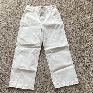 White Wide Leg Cotton Pants